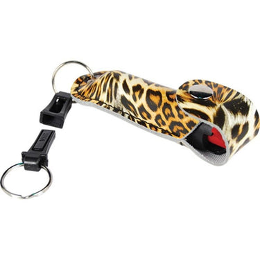Defense Divas® Pepper Spray Pepper Shot 10% OC Self Defense Pepper Spray Leopard Holster Key Chain Orange